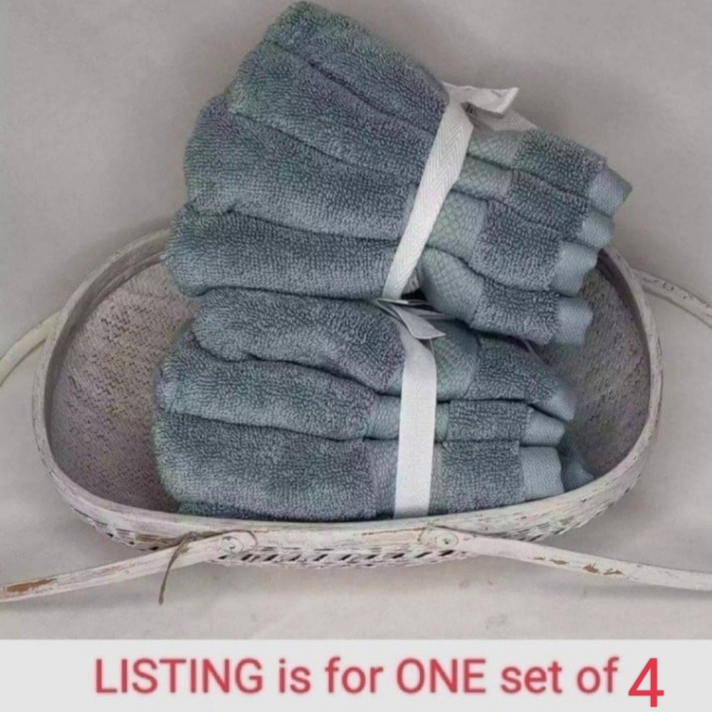 SOLD OUT UGG 4 pc Pasha Organic Cotton Blue Succulent Wash Cloth Set - Picture 2 of 12